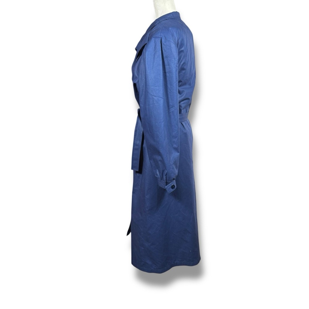 VTG 70s London fog By Wamsutta Blue Trench Coat Size 12 Retro Winter Preppy - Picture 3 of 13